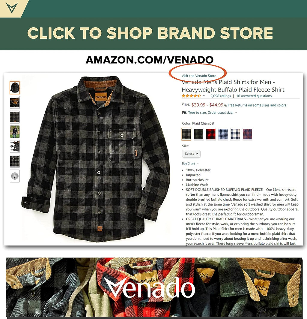 Mens Plaid Shirts for Men - Heavyweight Buffalo Plaid Fleece Shirt