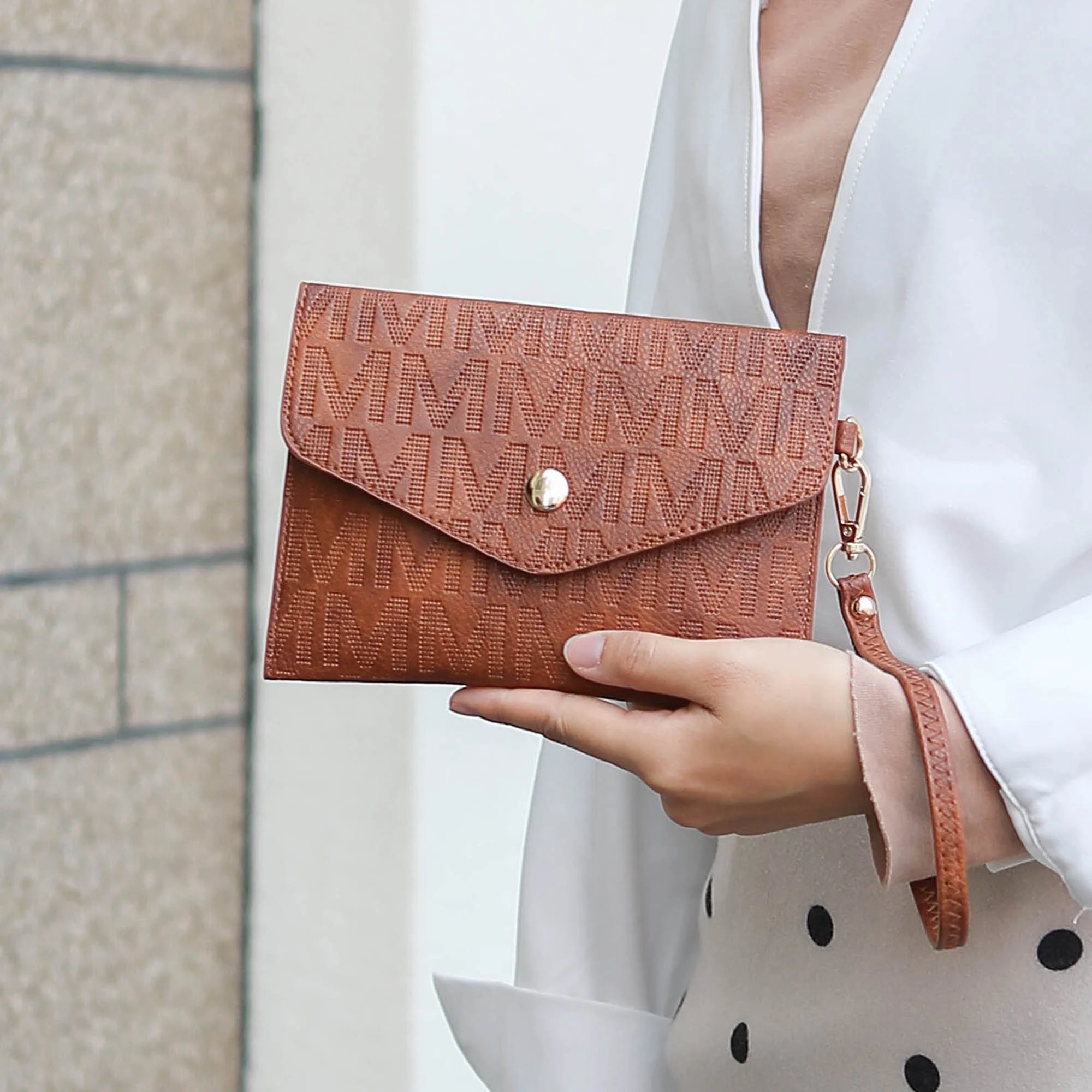 by Mia K. Marimar Women'S Tote Bag with Pouch and Wristlet, Signature 4 Piece Set - Burgundy Red